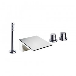 Conjunto termostático de baño- ducha para repisa con caño y equipo de ducha metálico Ramon Soler