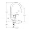 Fregadero cocina de cuello de cisne giratorio con sistema S2 ( altura 330 mm y salida de agua a 230 mm )