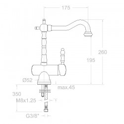 Monomando Lavabo con caño giratorio, caño de 160 mm.