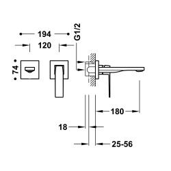 Grifo monomando empotrado para lavabo TRES