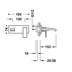 Grifo monomando empotrado para lavabo TRES