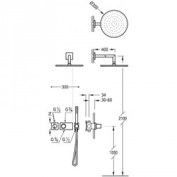 Kit ducha Termostática Loft-Tres.