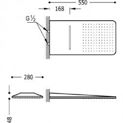 Rociador ducha INOX a pared 28 x 55 cm Tres.