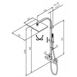 Conjunto ducha Termostática Kala columna fija Grober Grifería.