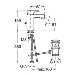 Grifo Monomando bidé desagüe automático L90 Roca Grifería.