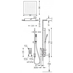 Kit ducha termostático empotrado 2 vías (ducha techo) Cuadro-Tres.