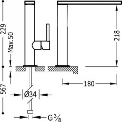 Monomando lavabo caño 34x9 mm Max-Tres.