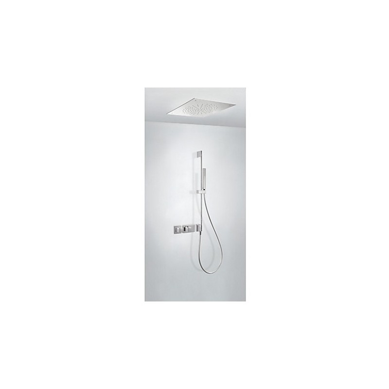 Kit ducha termostático empotrado con barra, Rociador 50 x 50 cm Block System.