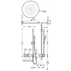 Kit ducha Termostática con barra Rociador 50 cm BLOCK SYTEM