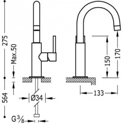 Monomando lavabo Study-Tres.