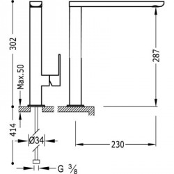 Monomando fregadero vertical Loft-Tres.
