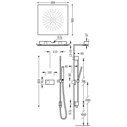 Kit electrónico de ducha Techo termostático empotrado SHOWER TECHNOLOGY
