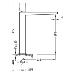 Grifo monomando Lavabo Tamaño XL Project-Tres Tres Griferia